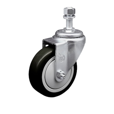 Service Caster 4'' Black Polyurethane Creeper Swivel 1/2'' Threaded Stem Caster CREE-SCC-TS20S414-PPUB-BLK-121315